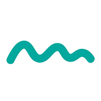 slow wave logo a bright teal squiggle designed by Anahita Jamali Rad
